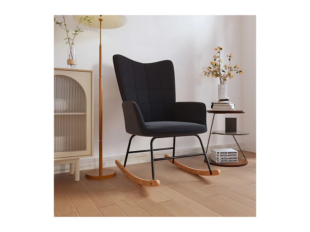 Chaise à bascule Noir Tissu FR42707