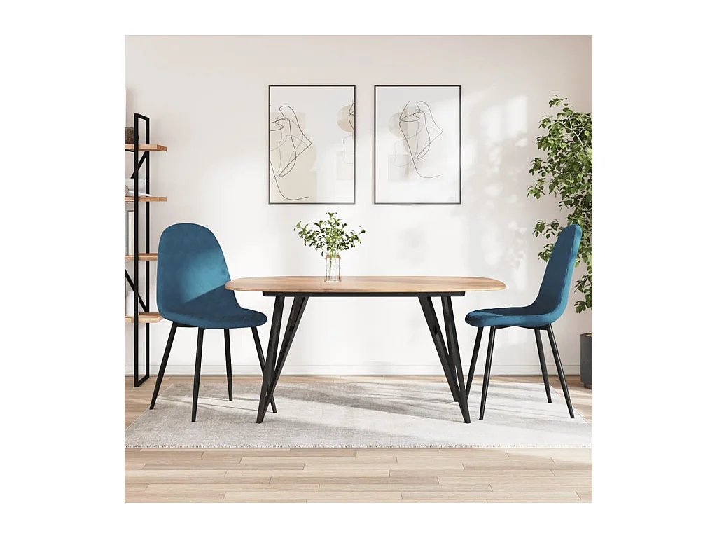 Lot de 2 Chaises à manger Bleu Velours FR16220