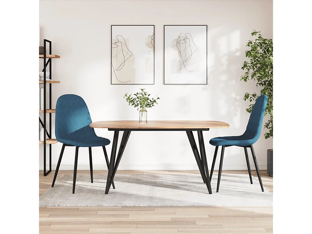 Lot de 2 Chaises à manger Bleu Velours FR16220