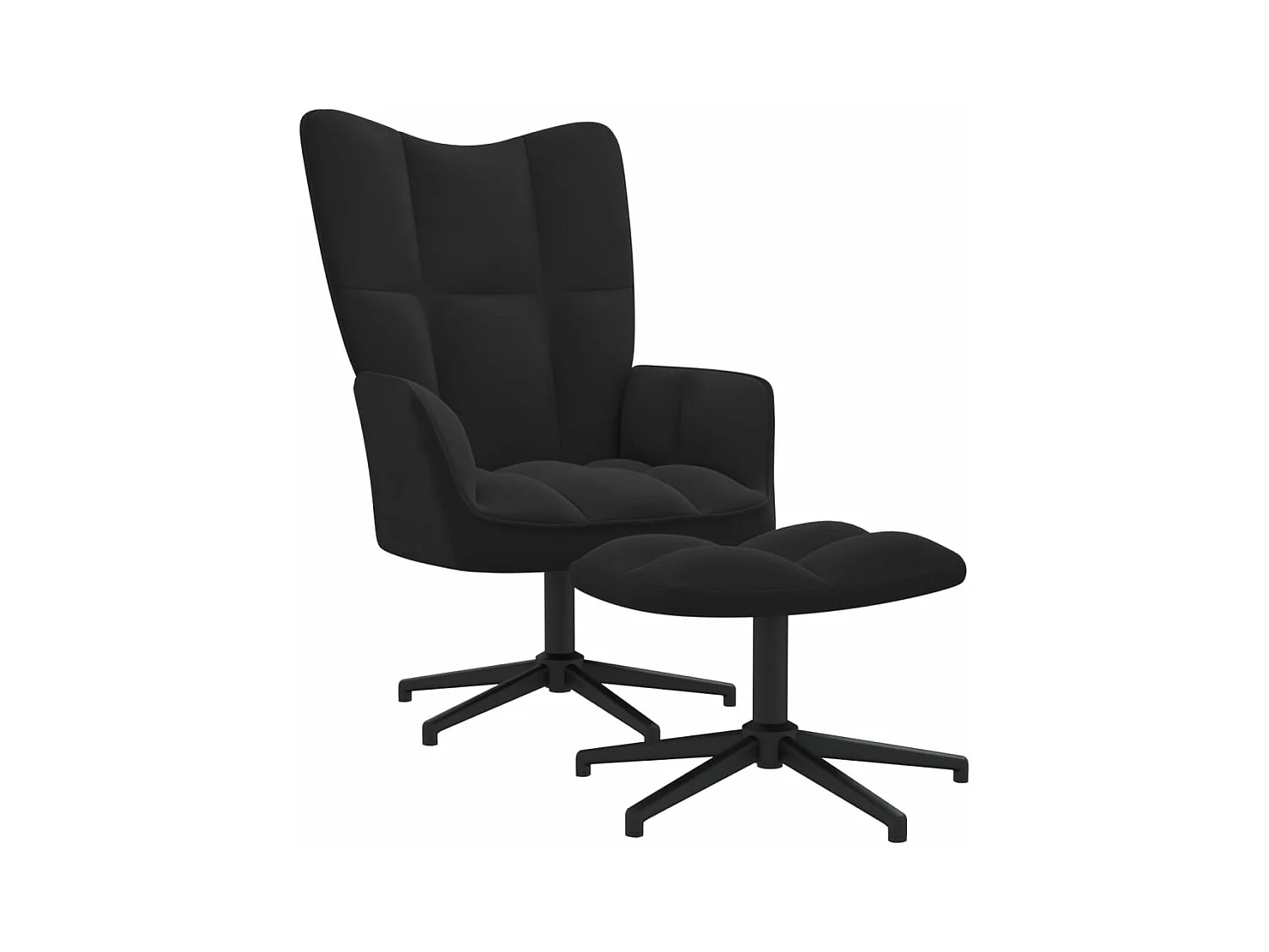 Chaise de relaxation avec tabouret Noir Velours FR96026