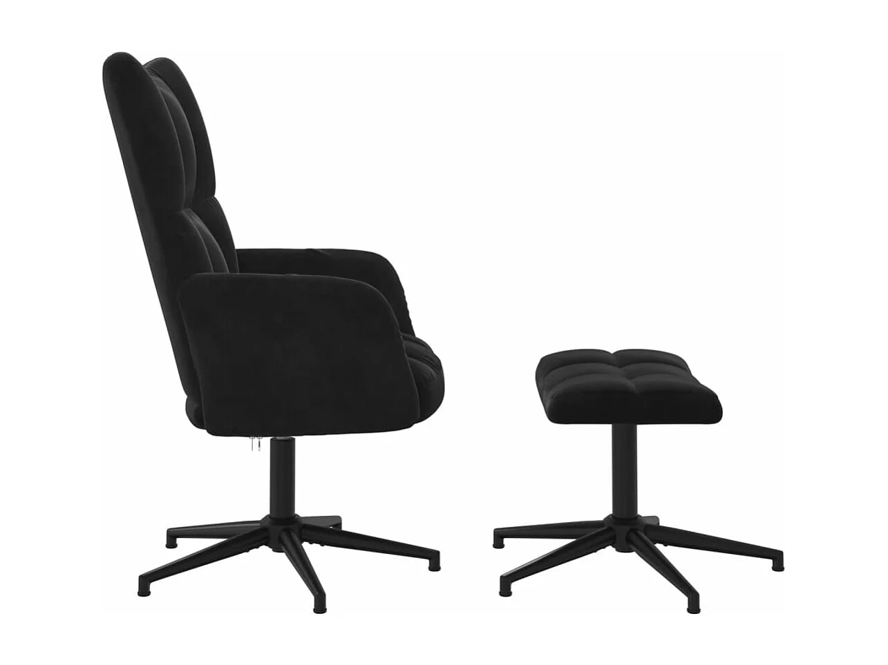 Chaise de relaxation avec tabouret Noir Velours FR96026