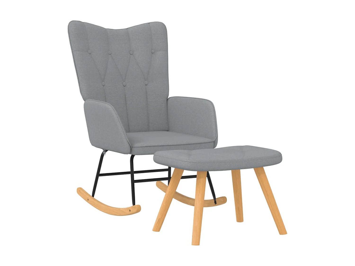 Chaise à bascule avec tabouret Gris clair Tissu FR66848