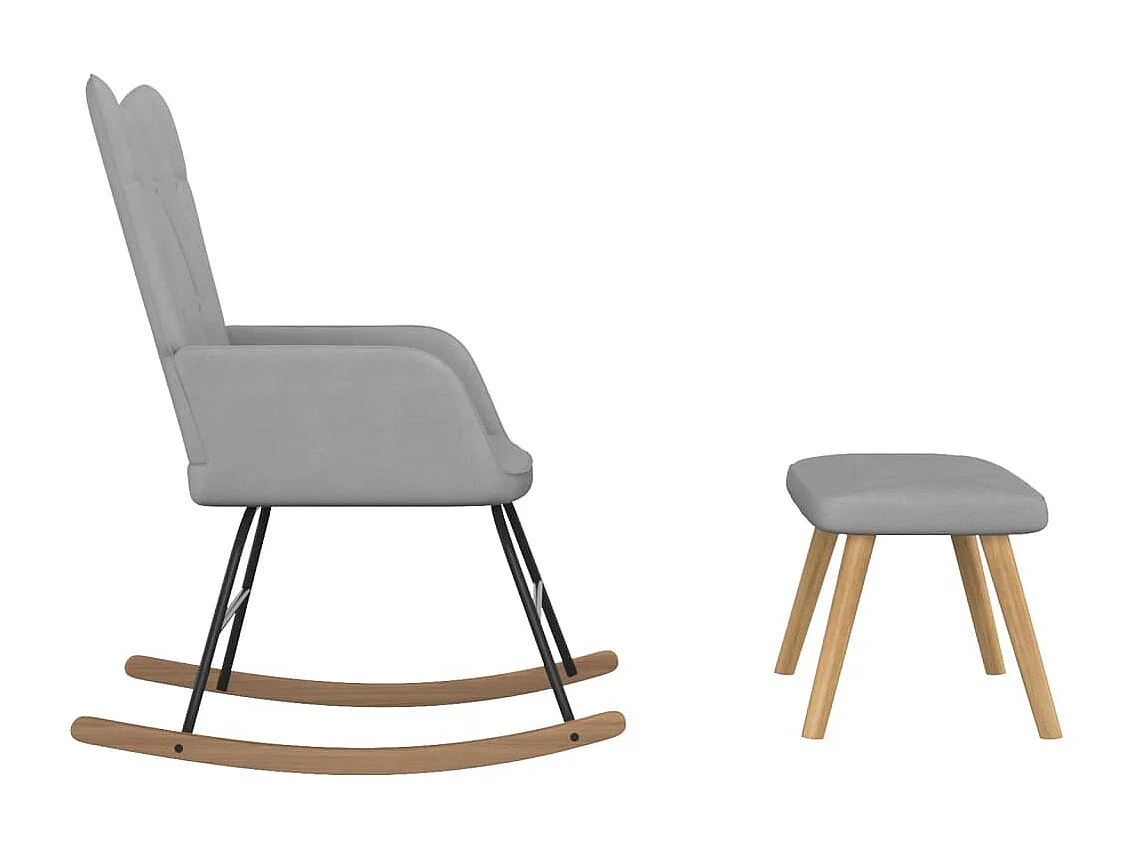 Chaise à bascule avec tabouret Gris clair Tissu FR66848