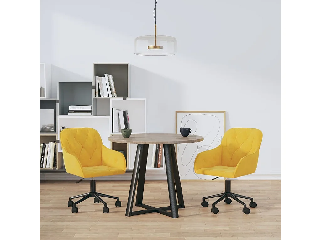 Juego de 2 Sillas de comedor giratorias terciopelo amarillo ES918944