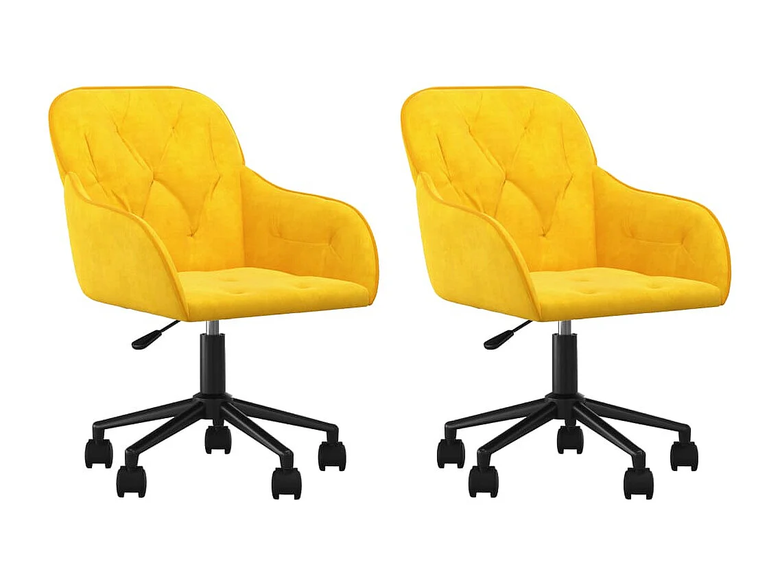 Lot de 2 Chaises pivotantes à manger Jaune Velours FR72439