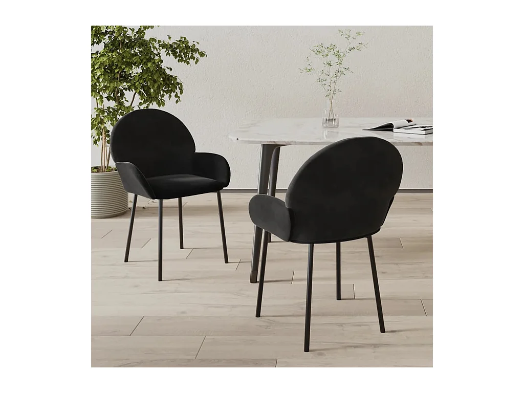 Lot de 2 Chaises à manger Noir Velours FR90417
