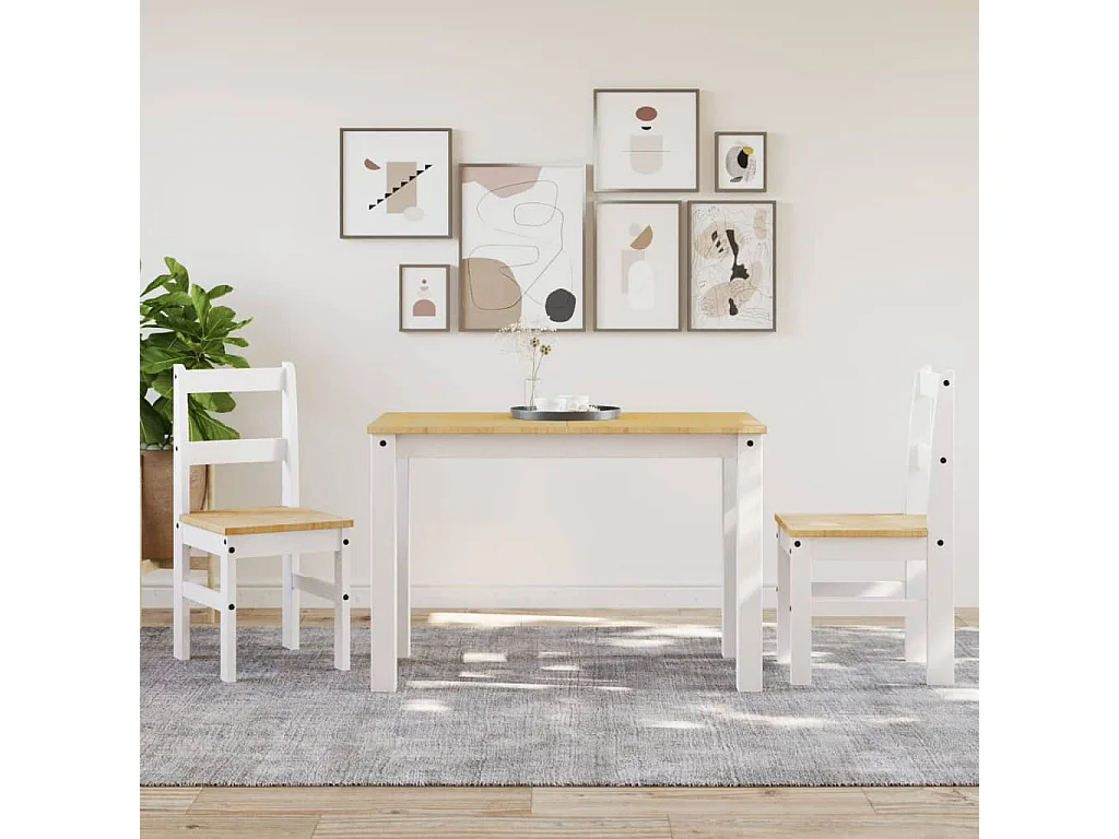 Lot de 2 Chaises à manger Panama blanc bois massif de pin FR30318