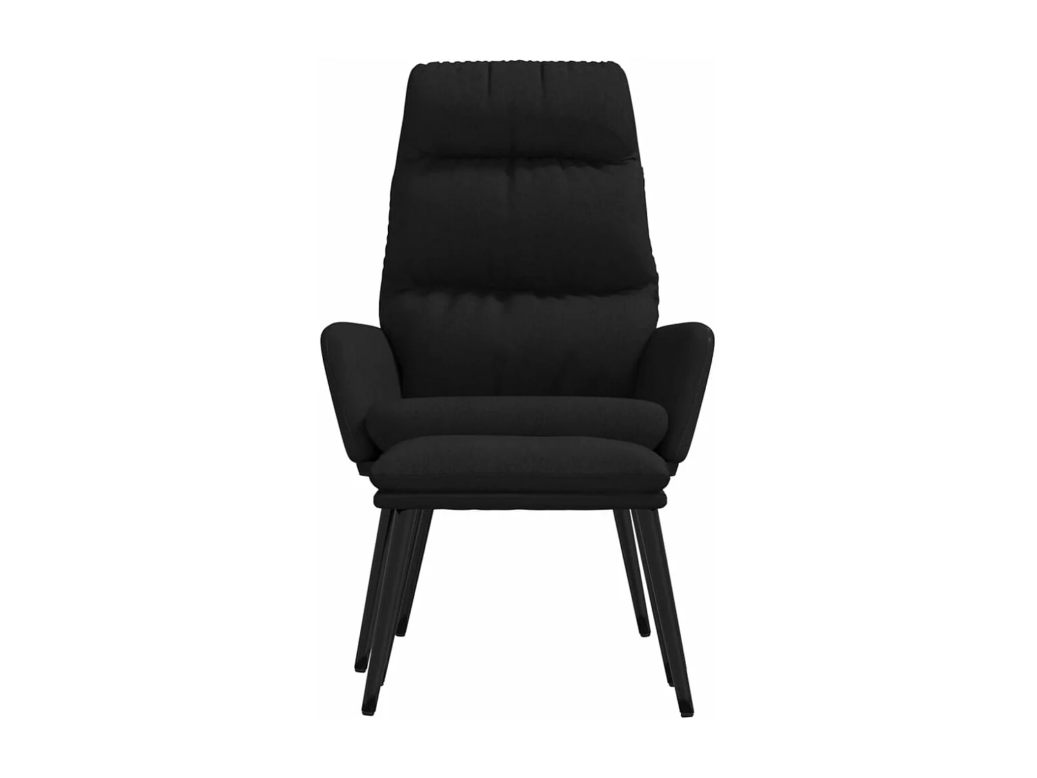 Sillón de relax con taburete de tela y cuero sintético negro ES623494