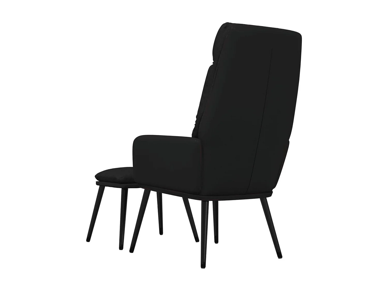Sillón de relax con taburete de tela y cuero sintético negro ES623494