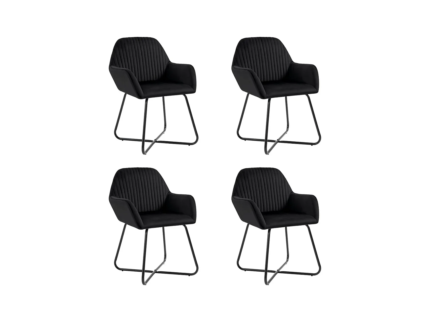 Lot de 4 Chaises à manger Noir Velours FR81984