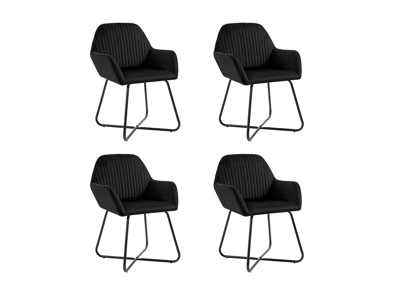 Lot de 4 Chaises à manger Noir Velours FR81984