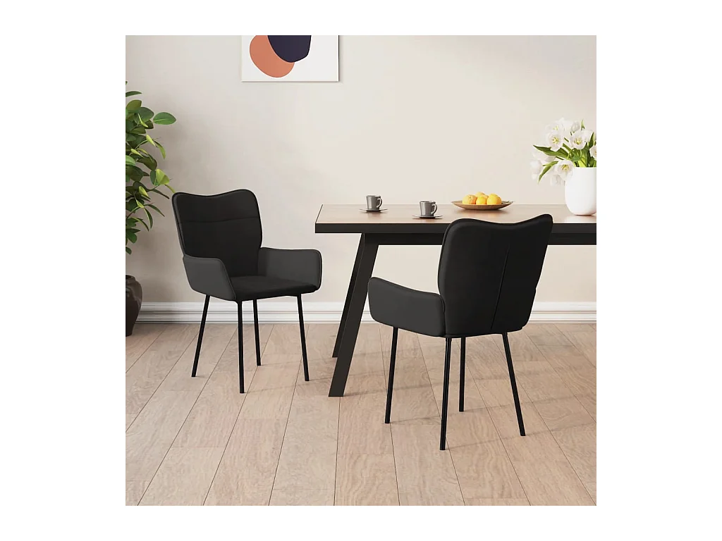 Lot de 2 Chaises à manger Noir Velours FR79611