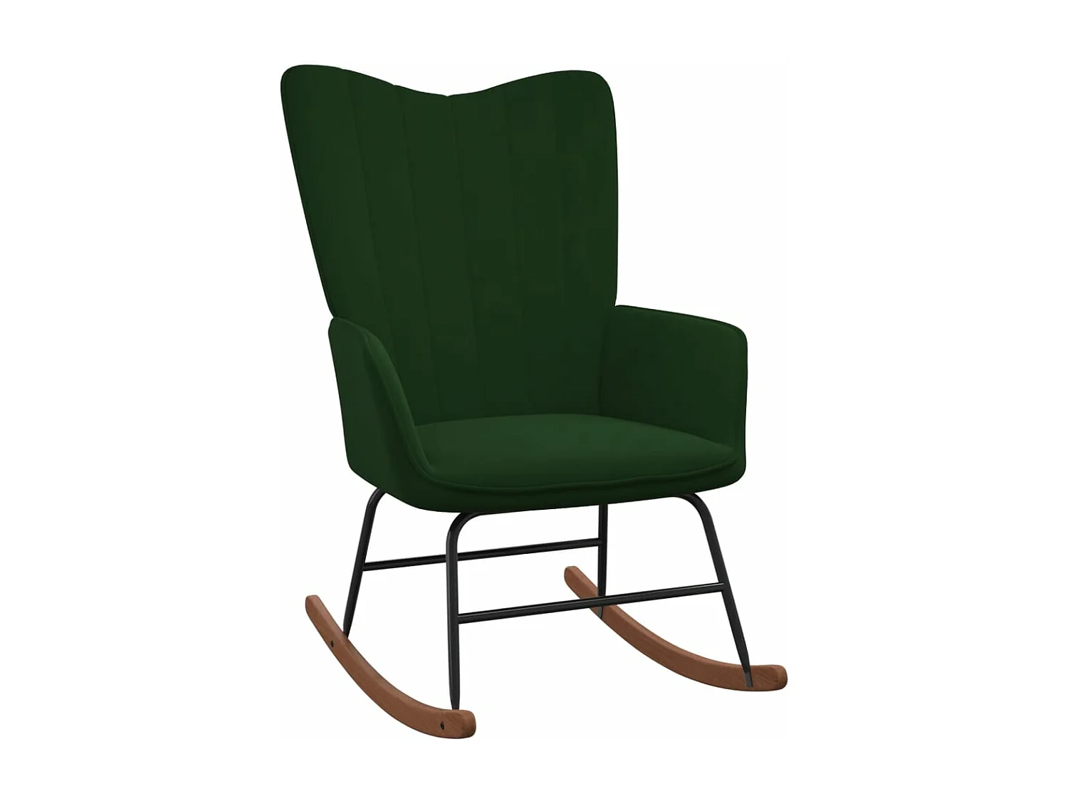 Silla mecedora de terciopelo verde oscuro ES389343