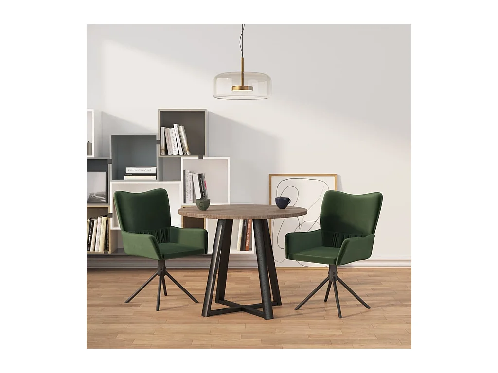 Lot de 2 Chaises pivotantes à manger Vert foncé Velours FR16611