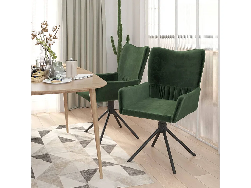 Juego de 2 Sillas de comedor giratorias terciopelo verde oscuro ES108872