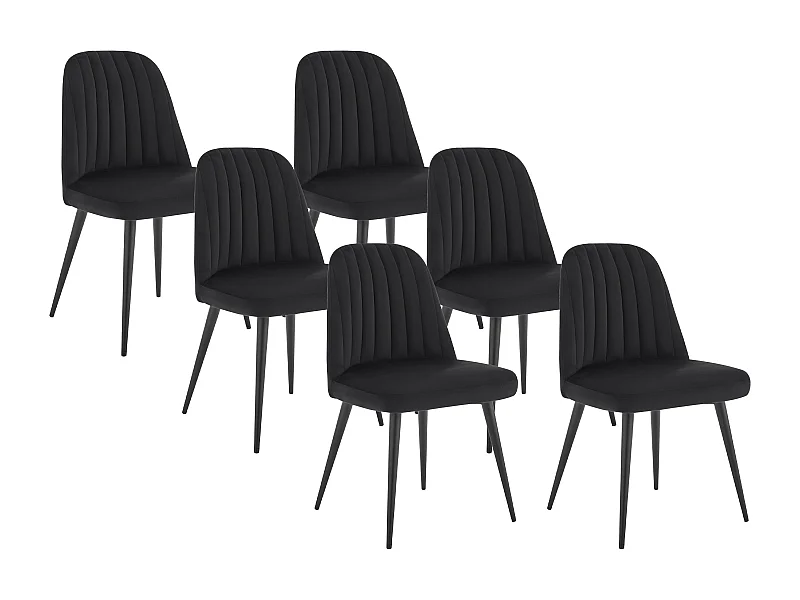 Sedia in Velluto e Metallo Nero - Lotto di 6 - ELEANA