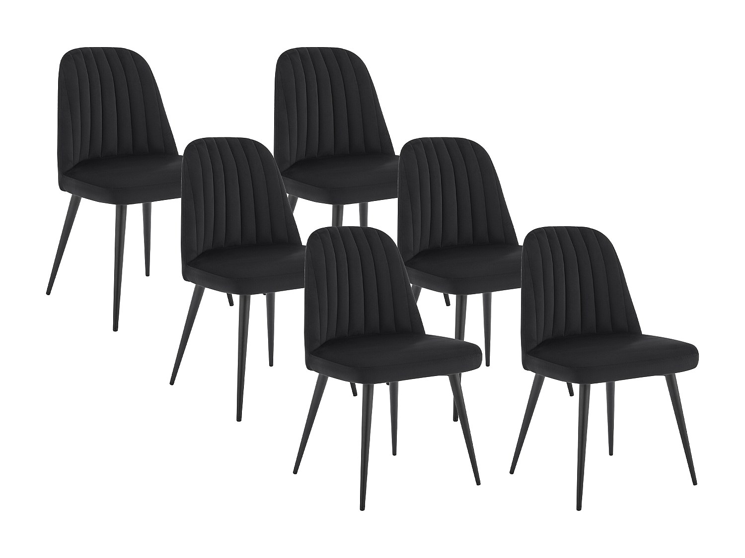 Stuhl 6er-Set - Samt & Metall - Schwarz - ELEANA