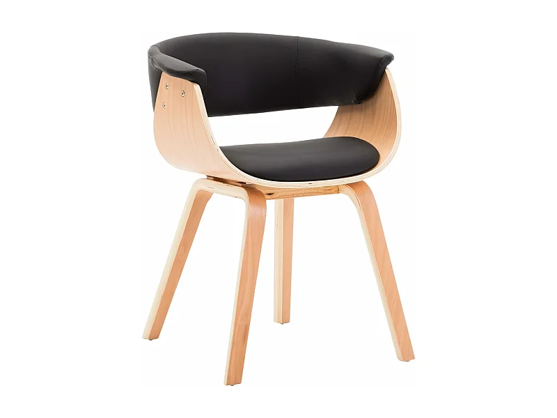 Chaise de salle à manger Noir Bois courbé et similicuir FR93778