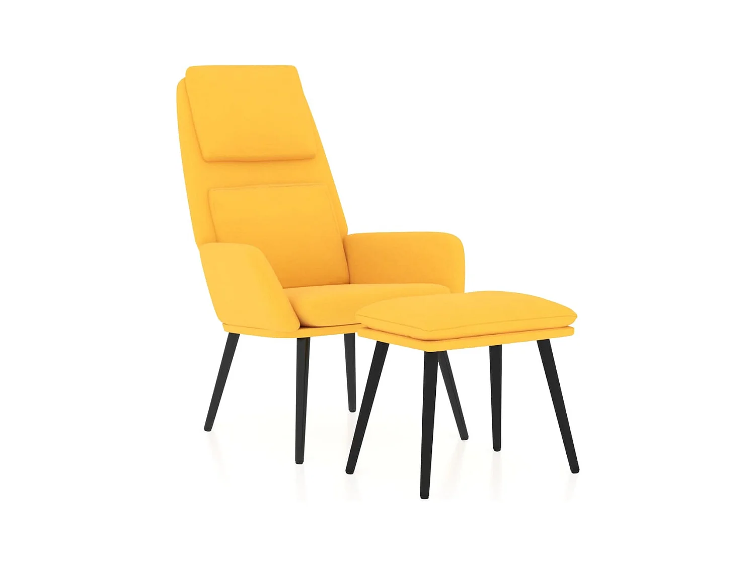 Relaxstoel met voetenbank stof mosterdgeel BE987106