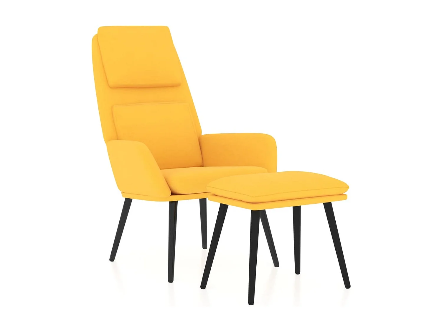 Relaxstoel met voetenbank stof mosterdgeel BE987106