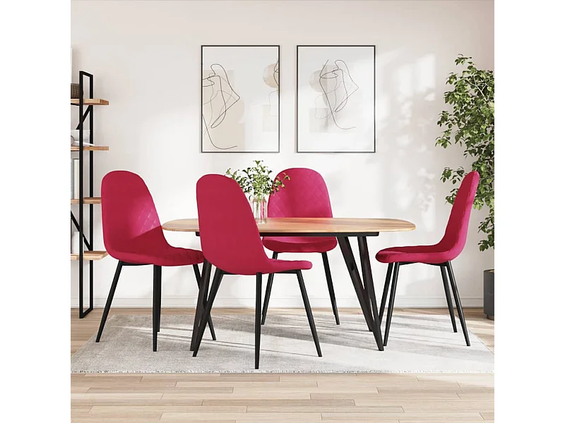 Juego de 4 Sillas de comedor terciopelo rojo tinto ES525998