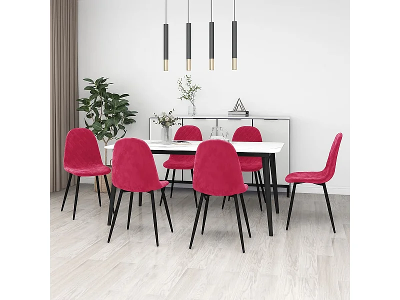 Cadeiras de jantar 6 pcs veludo vermelho tinto PT380062