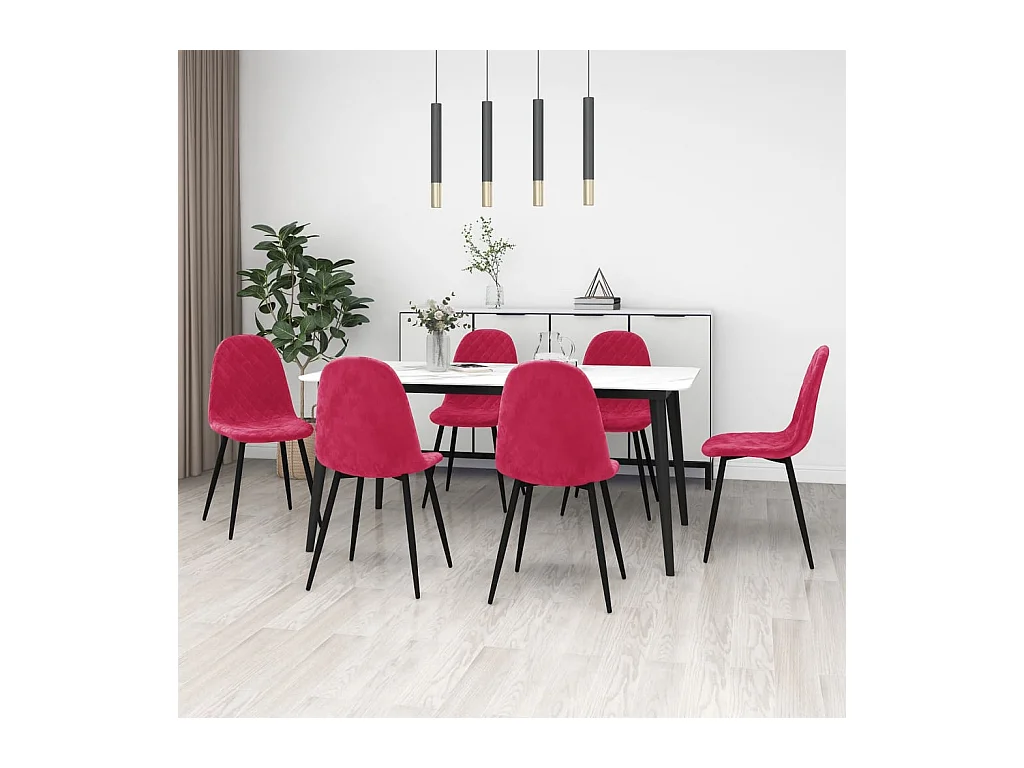 Lot de 6 Chaises à manger rouge bordeaux velours FR72482