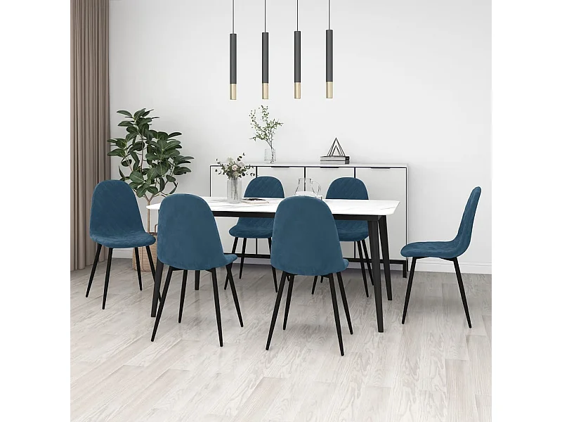 Lot de 6 Chaises à manger bleu velours FR72443