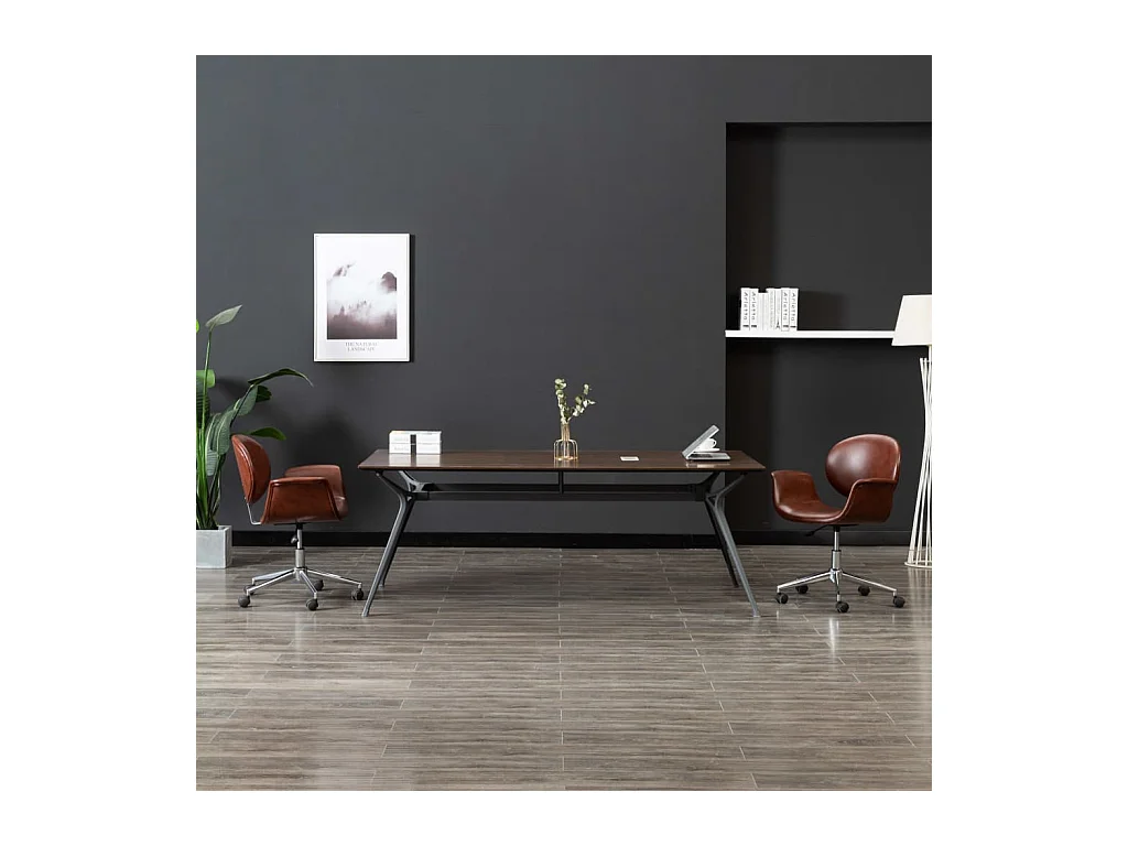Lot de 2 Chaises à manger pivotantes marron similicuir FR29587