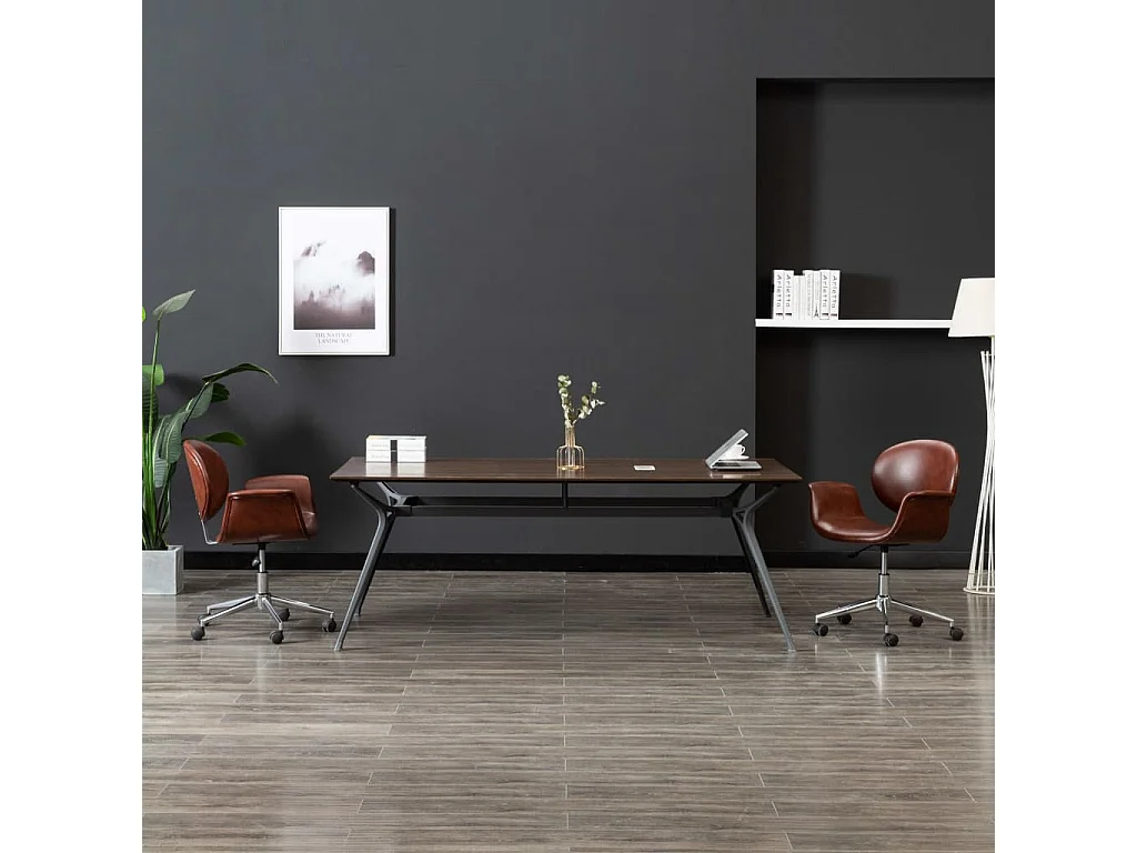 Lot de 2 Chaises à manger pivotantes marron similicuir FR29587