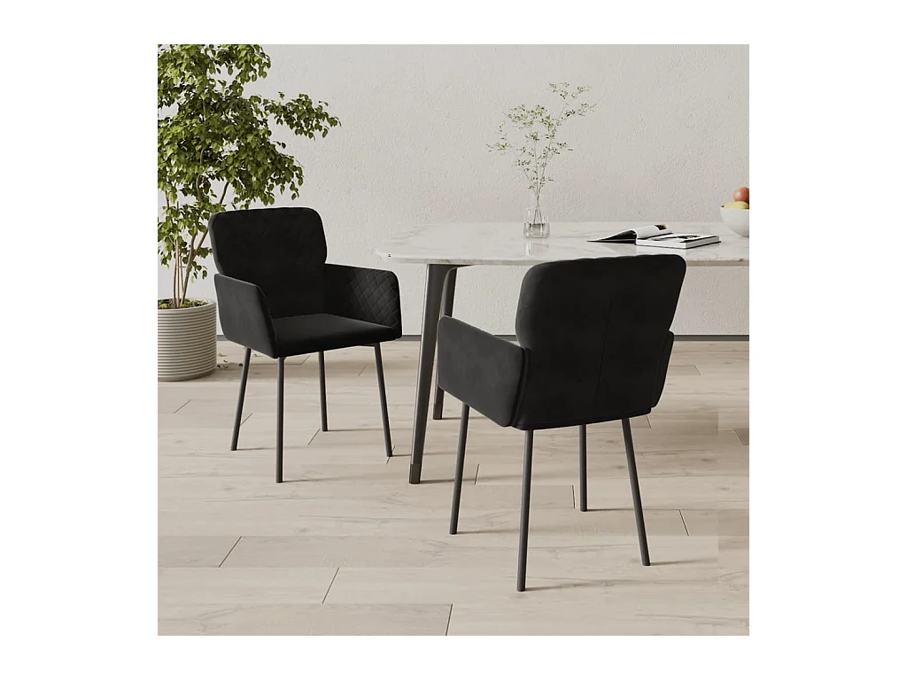 Lot de 2 Chaises à manger Noir Velours FR70085