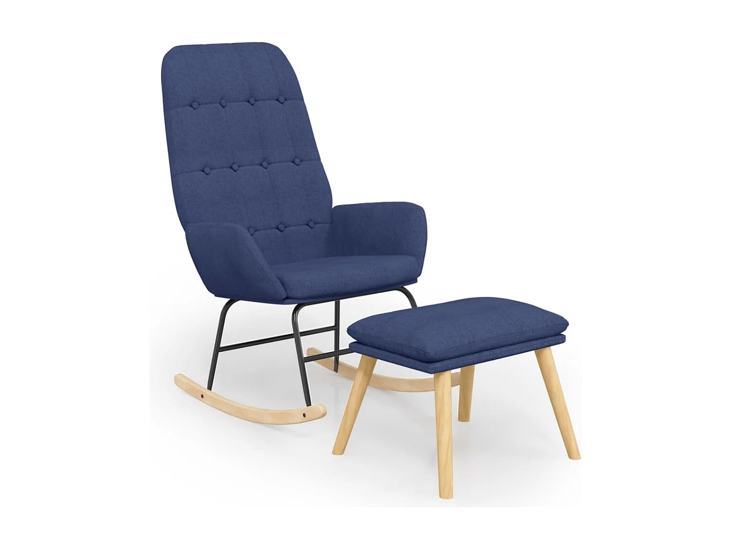 Sillón mecedora con taburete tela azul ES100660
