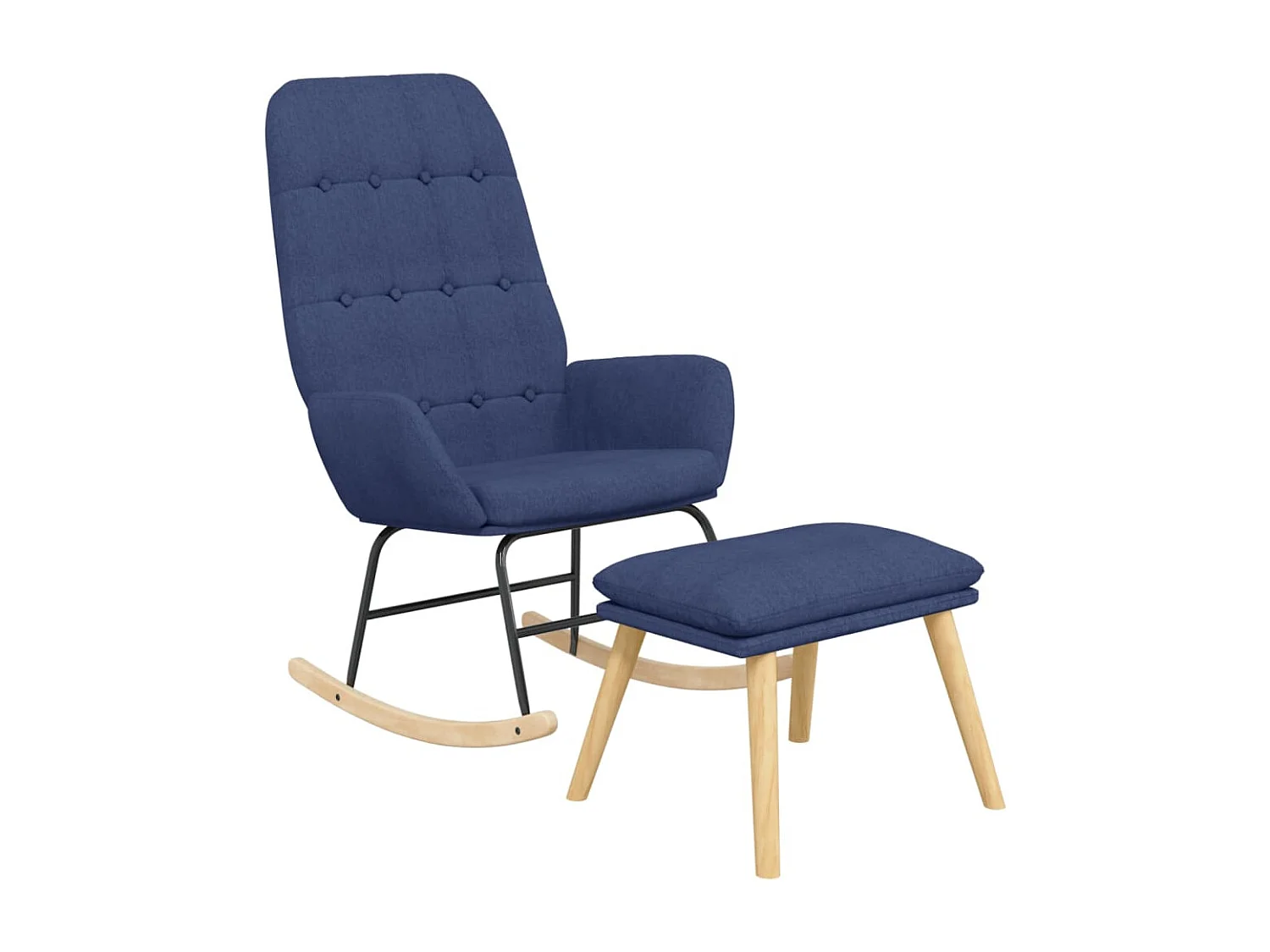 Sillón mecedora con taburete tela azul ES100660