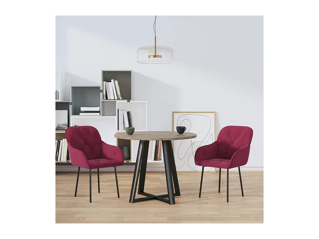 Lot de 2 Chaises à manger Rouge bordeaux Velours FR88005