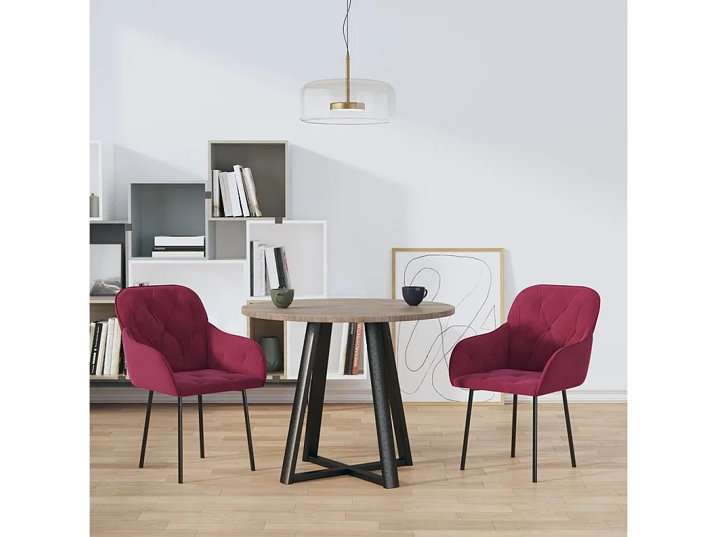 Cadeiras de jantar 2 pcs veludo vermelho tinto PT921623