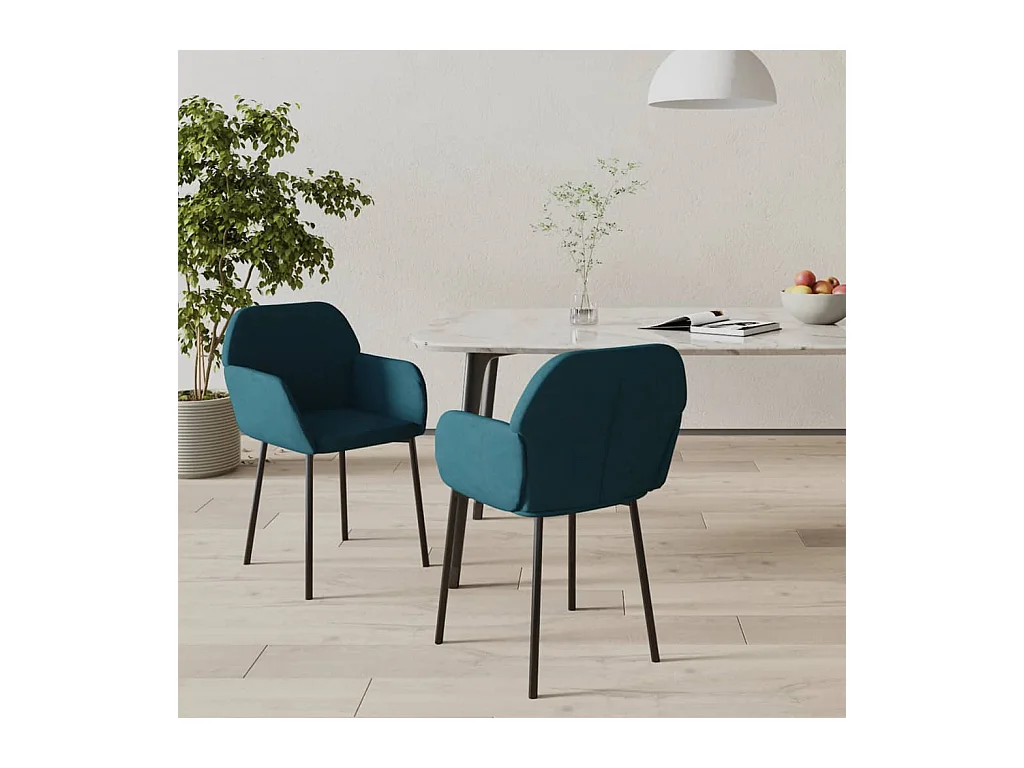 Lot de 2 Chaises à manger Bleu Velours FR87178