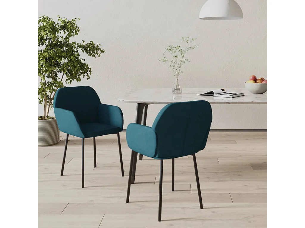 Lot de 2 Chaises à manger Bleu Velours FR87178