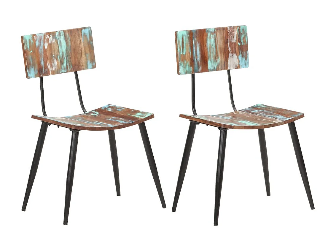 Lot de 2 Chaises de salle à manger  Bois de récupération solide FR44255