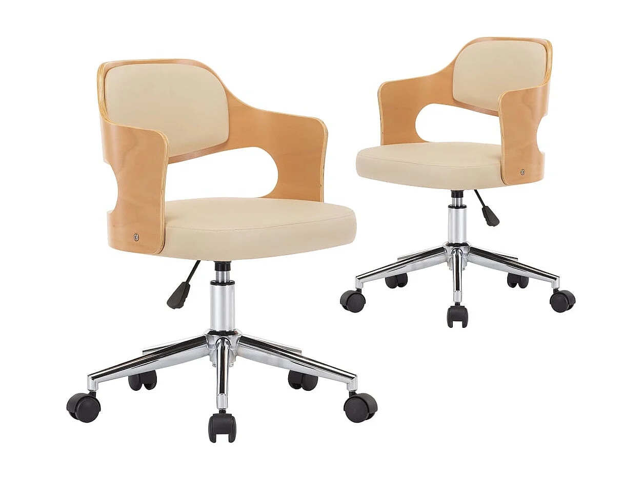 Lot de 2 Chaises pivotantes à manger bois courbé et similicuir FR17432