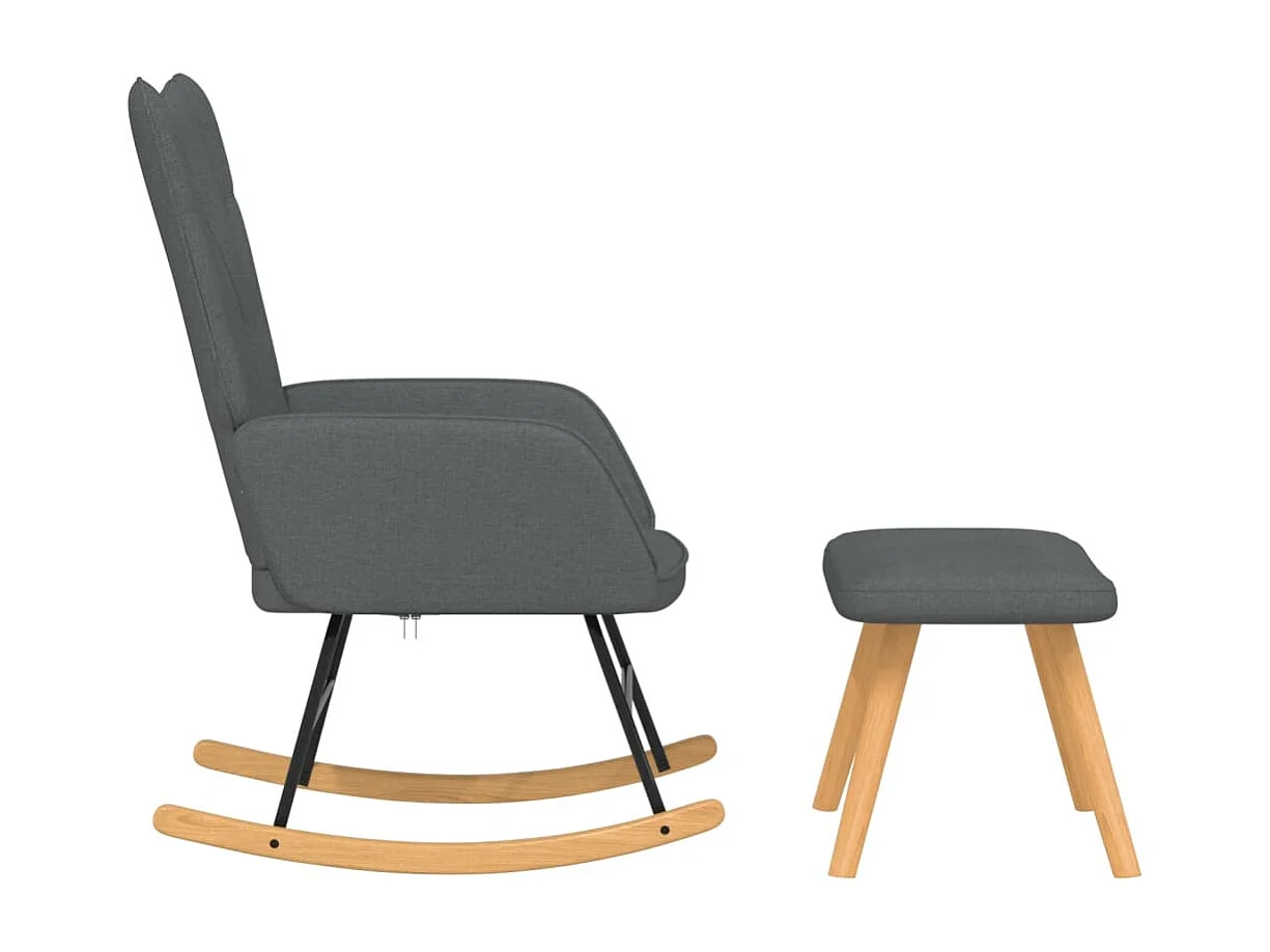 Chaise à bascule avec repose-pied Gris foncé Tissu FR75939