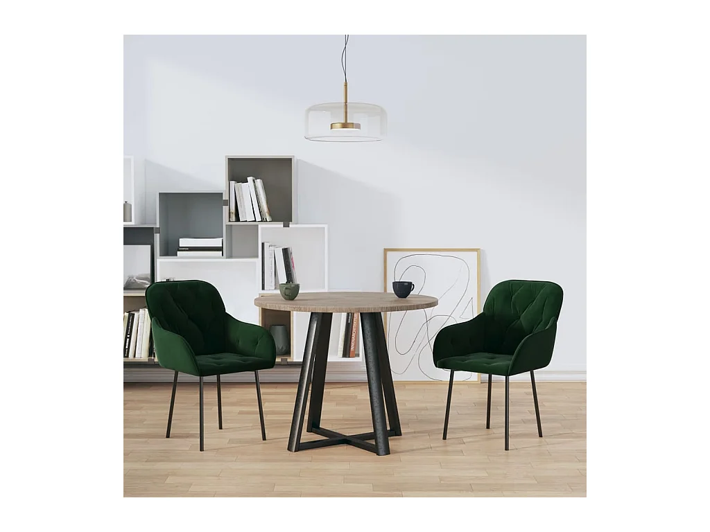 Lot de 2 Chaises à manger Vert foncé Velours FR17062