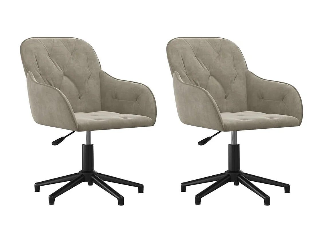 Lot de 2 Chaises pivotantes à manger Gris clair Velours FR95665