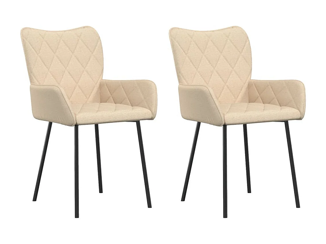 Eetkamerstoelen 2 st stof crèmekleurig BE845352
