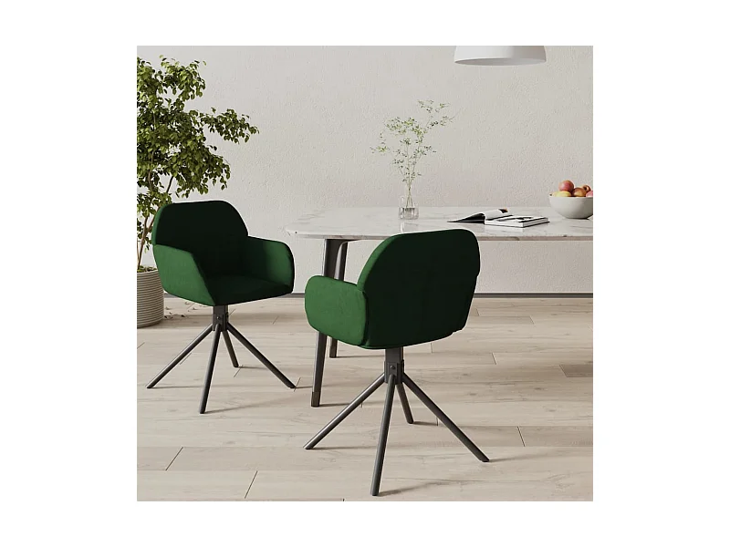 Lot de 2 Chaises pivotantes à manger Vert foncé Velours FR29506