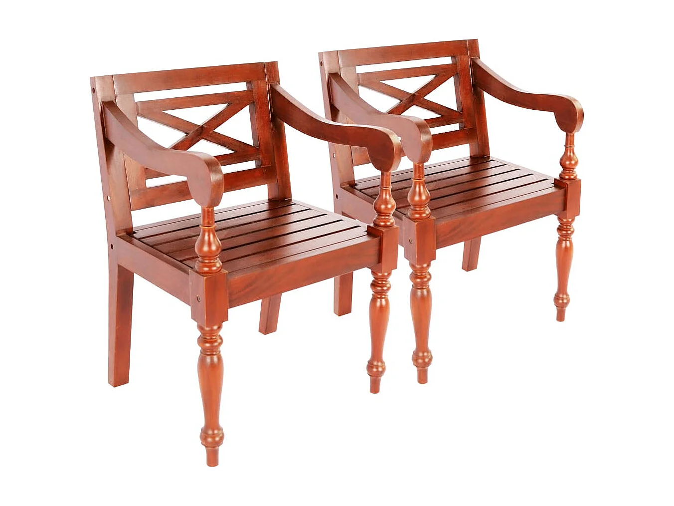 Lot de 2 Chaises Batavia marron foncé bois d'acajou solide FR44534