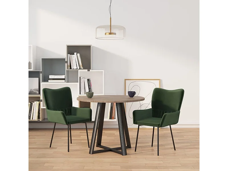 Lot de 2 Chaises à manger Vert foncé Velours FR64091