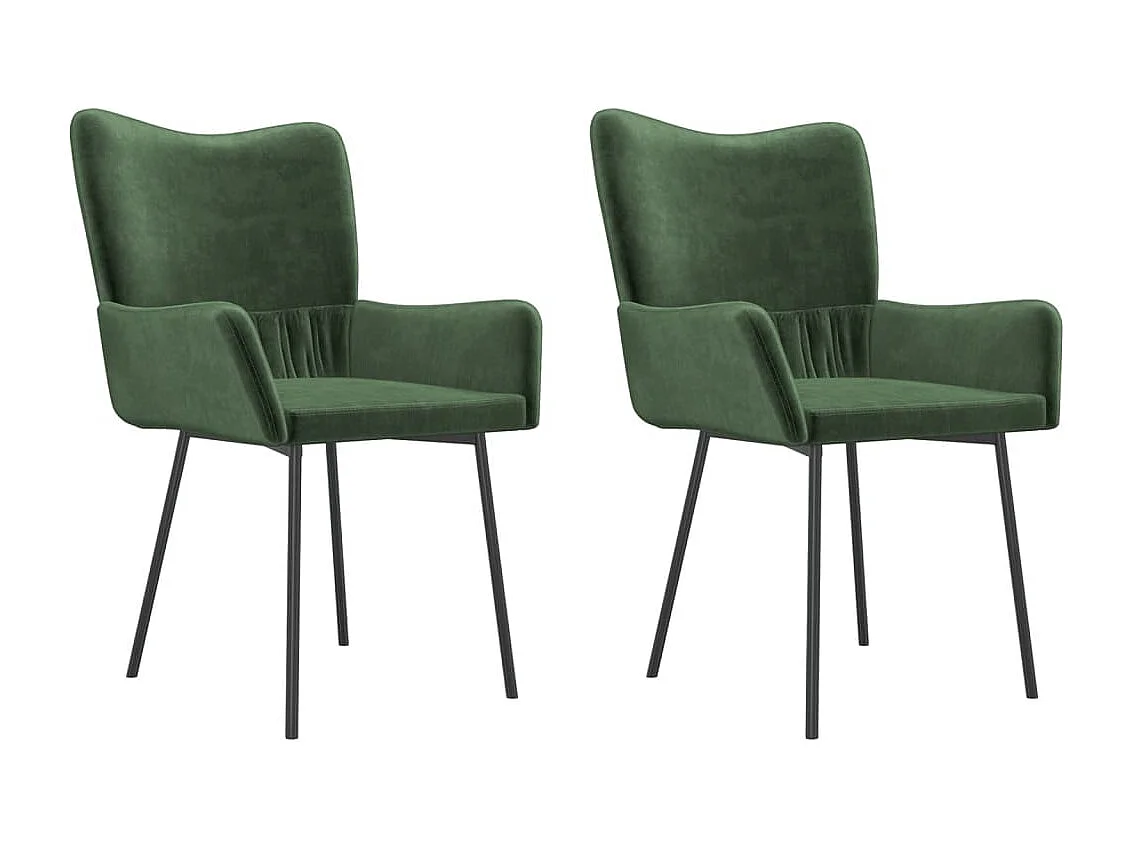 Lot de 2 Chaises à manger Vert foncé Velours FR64091
