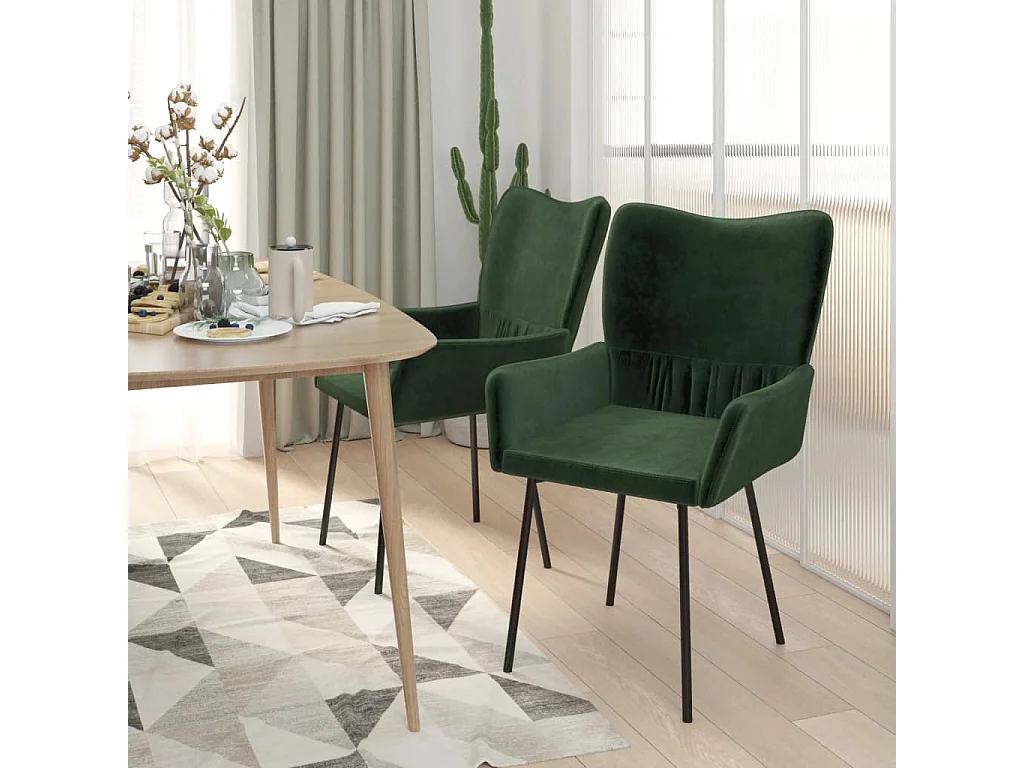 Lot de 2 Chaises à manger Vert foncé Velours FR64091