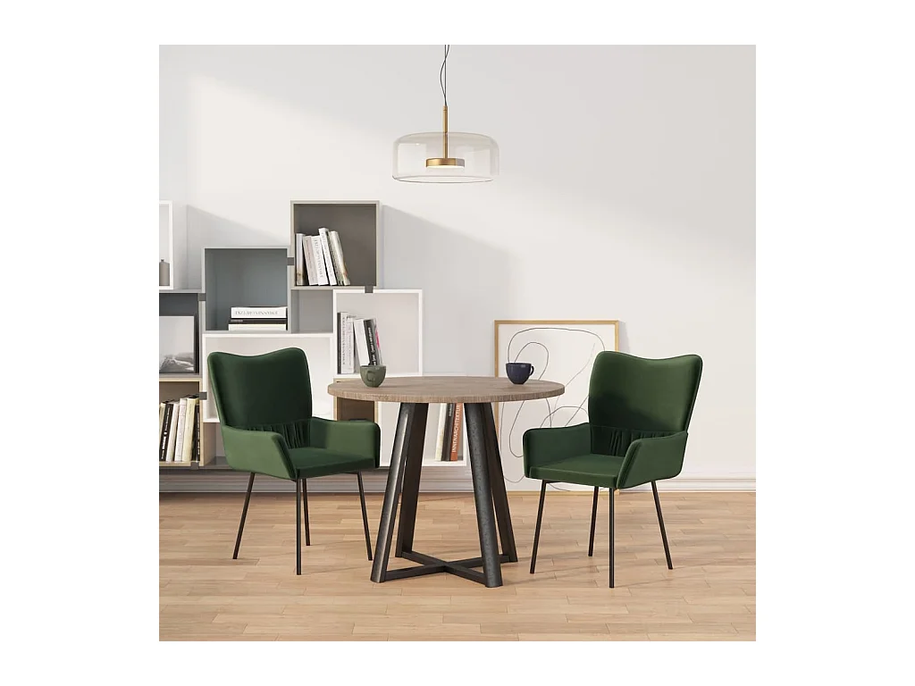 Lot de 2 Chaises à manger Vert foncé Velours FR64091