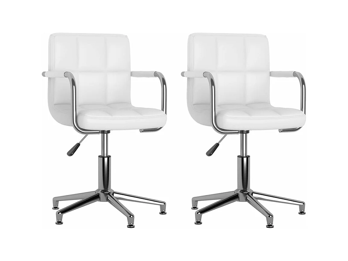 Lot de 2 Chaises pivotantes à manger blanc similicuir FR59611